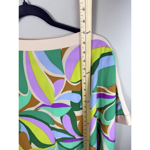 Tyche Shirt Womens Large Multi Petal Banded Colorful Geometric Boat Neck Blouse - Picture 8 of 9